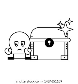 Videogames chest and character enemy cartoons vector illustration graphic design