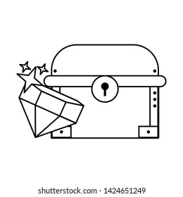 Videogames chest and diamond cartoons vector illustration graphic design