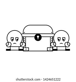 Videogames chest and enemies characters cartoons vector illustration graphic design