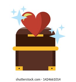 Videogames chest and heart cartoons vector illustration graphic design