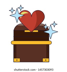 Videogames chest and heart cartoons vector illustration graphic design