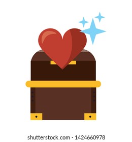 Videogames chesti with heart cartoons vector illustration graphic design
