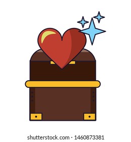 Videogames chesti with heart cartoons vector illustration graphic design
