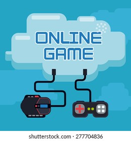 Videogames design over blue background, vector illustration.