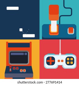 Videogames design over colorful background, vector illustration.