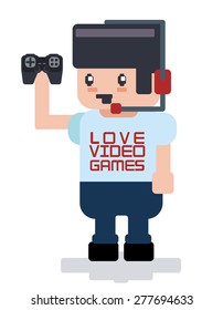 Videogames design over white background, vector illustration.