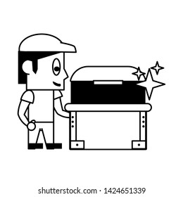Videogames plumber and chest cartoons vector illustration graphic design