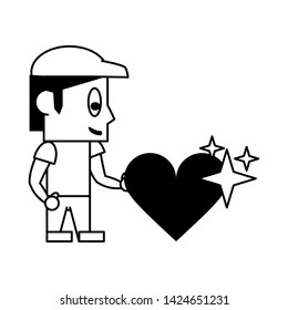 Videogames plumber and heart cartoons vector illustration graphic design