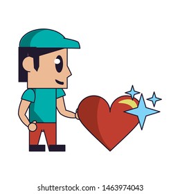 Videogames plumber and heart cartoons vector illustration graphic design