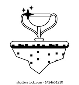 Videogames trophy cup on terrain cartoons vector illustration graphic design