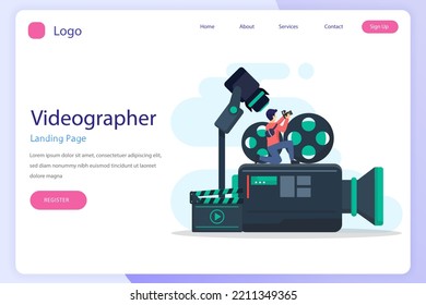 página web de aterrizaje de concepto de videografo planilla de vector plana