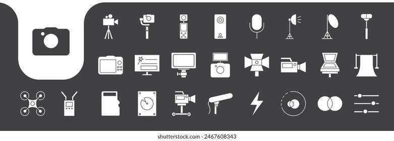 Videograf Flat Modern Icon Set Kollektion Vektorgrafik Design