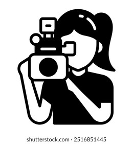 Videographer Glyph Icon, Vector illustration