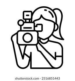 Videographer Outline Icon, Vector illustration