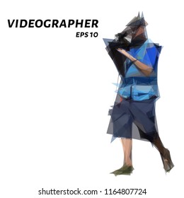 Videographer from triangles. Videographer low Paulie. Vector illustration