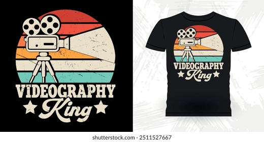 Videography King Funny Theater Director Retro Vintage Theater T-shirt Design