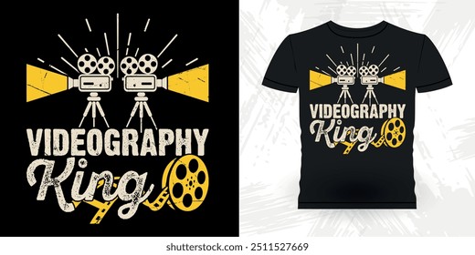 Videography King Funny Theater Director Retro Vintage Theater T-shirt Design