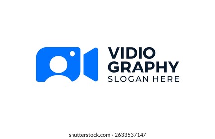 Videography logo design. Camera video vector design with abstract people symbol graphic icon