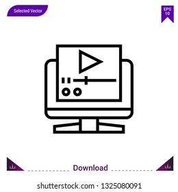 video-player icon vector . Best modern, simple, isolated, application ,passive-incomes icons, logo, flat icon for website design or mobile applications, UI / UX design vector format