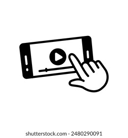 Videos Watching Glyph Icon, Vector illustration