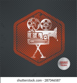 Video,stamp design on old dark background,grunge concept,vector