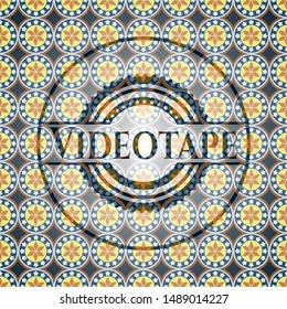 Videotape arabesque style emblem. arabic decoration.