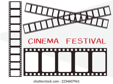 Videotape, Cinema template. Camcorder, line videotape. Movie festival background