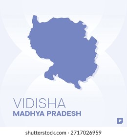 Mapa del distrito de VIDISHA, Madhya Pradesh, India - Esquema de Vector editable.