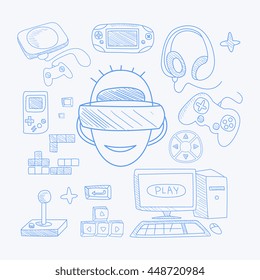 Vidoe Game Related Objects Set With The Gamer
