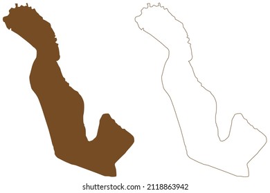 Vidoy island (Kingdom of Denmark, Faroe Islands) map vector illustration, scribble sketch Videro map
