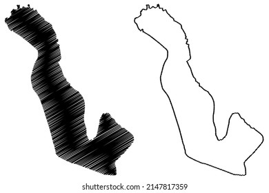 Vidoy island (Kingdom of Denmark, Faroe Islands) map vector illustration, scribble sketch Videro map