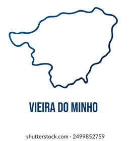 Vieira do Minho municipality map, Braga district. Simplified blue gradient linear vector map