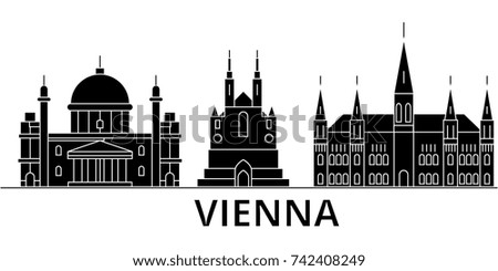 Vienna architecture vector city skyline, travel cityscape with landmarks, buildings, isolated sights on background