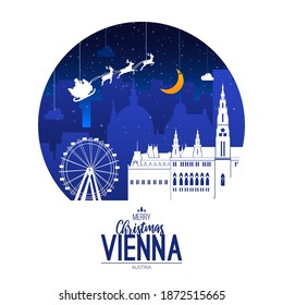 Vienna, Austria. Christmas holiday background. Winter snowy landscape.