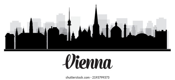 Vienna Austria City Skyline Silhouette with Black Buildings Isolated on White. Vector Illustration. All Buildings are Separated. You Can Change Composition and Background.