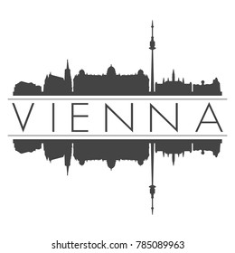 Vienna Austria Europe Skyline Vector Art Mirror Silhouette Emblematic Buildings
