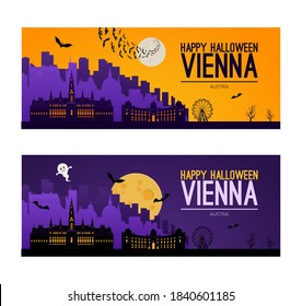 Vienna, Austria. Halloween holiday background with text.