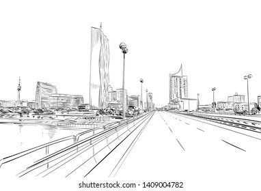 Vienna, Austria. Hand drawn sketch vector illustration.