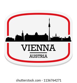 Vienna Austria Label Stamp Icon Skyline City Design Tourism Logo Silhouette.