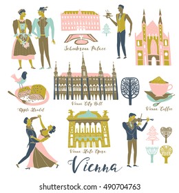 Vienna. Austria. Landmarks and symbols set. Print design