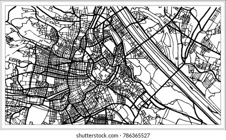 Vienna Austria Map in Black and White Color. Vector Illustration. Outline Map.
