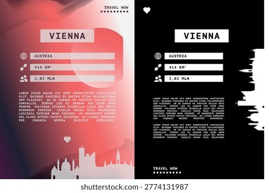 Vienna, Austria poster, page design template with city information data and text areas. Travel marketing and tourism infographic concept for brochures, web design