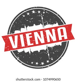 Vienna Austria Round Travel Stamp Icon Skyline City Design. Seal Illustration Badge Vector.
