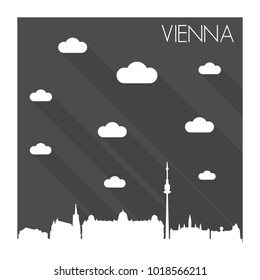 Vienna Austria Skyline City Flat Silhouette Design 