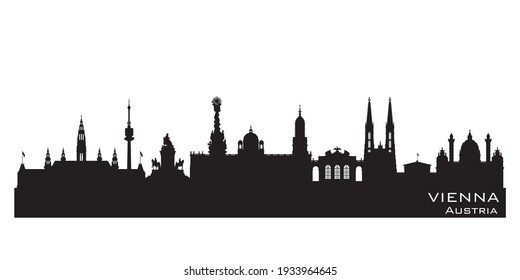 Vienna Austria skyline Detailed vector silhouette