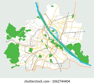 Vienna (Austria) transportation vector map
