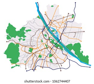 Vienna (Austria) transportation vector map