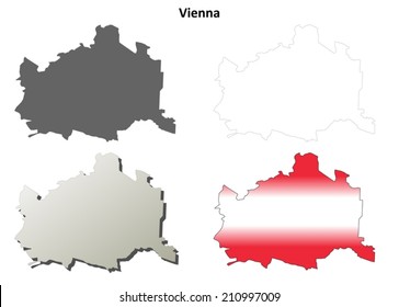 Vienna blank detailed outline map set - vector version