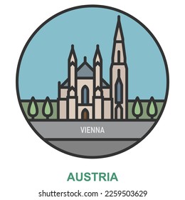 Viena. Ciudades y pueblos de Austria. Punto de referencia plano