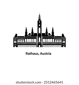 Vienna City Hall Rathaus Silhouette - Prominent Government Building in Austria Vector